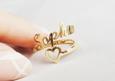 Customize Name Ring With Heart Disign