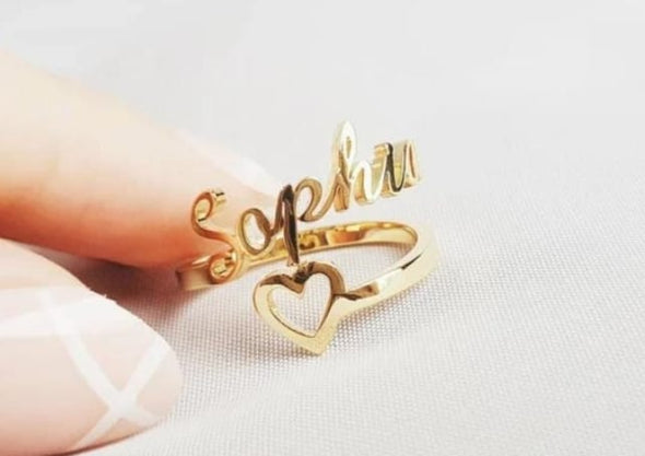 Customize Name Ring With Heart Disign